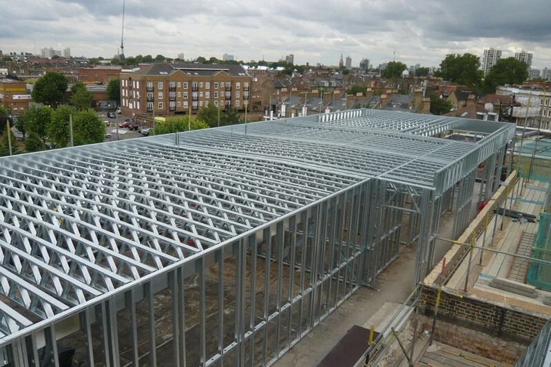 Example light-gauge steel rooftop addition