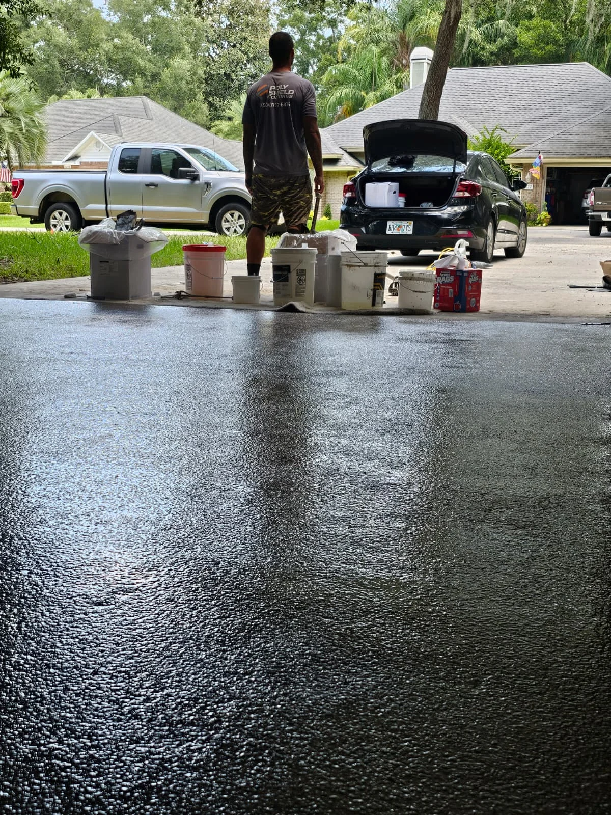 Contractor and coating supplies on a concrete installation project