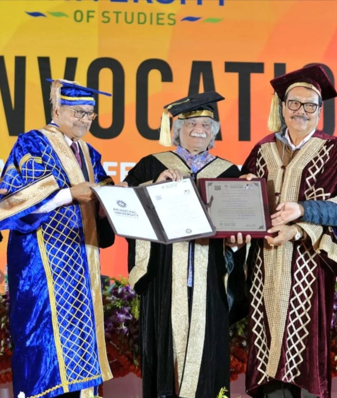 Dr. Rajani Kant receiving the honorary D.Litt. at Arunachal University of Studies