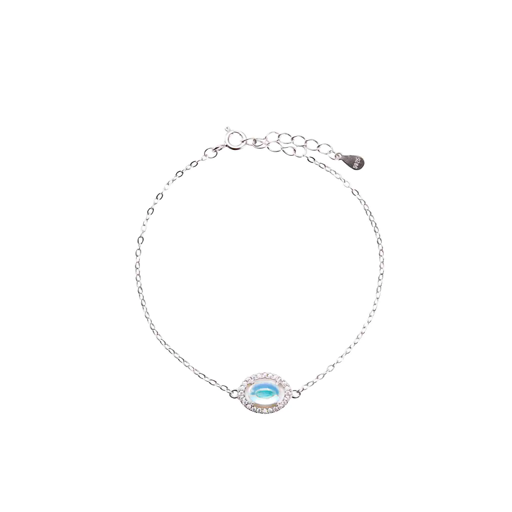 Moonchild moonstone chain bracelet styled on the wrist