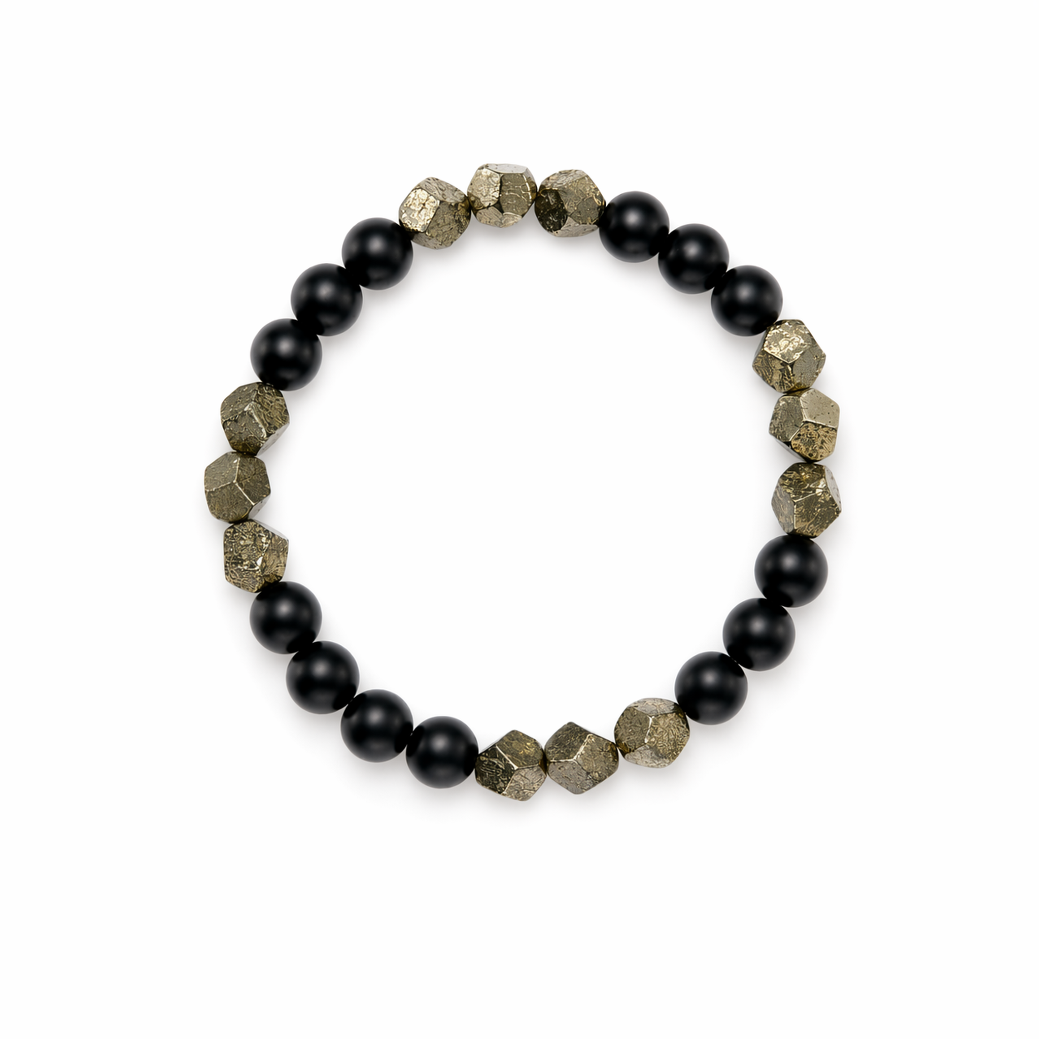 Choodo DarkSeam obsidian and pyrite crystal bracelet stacked