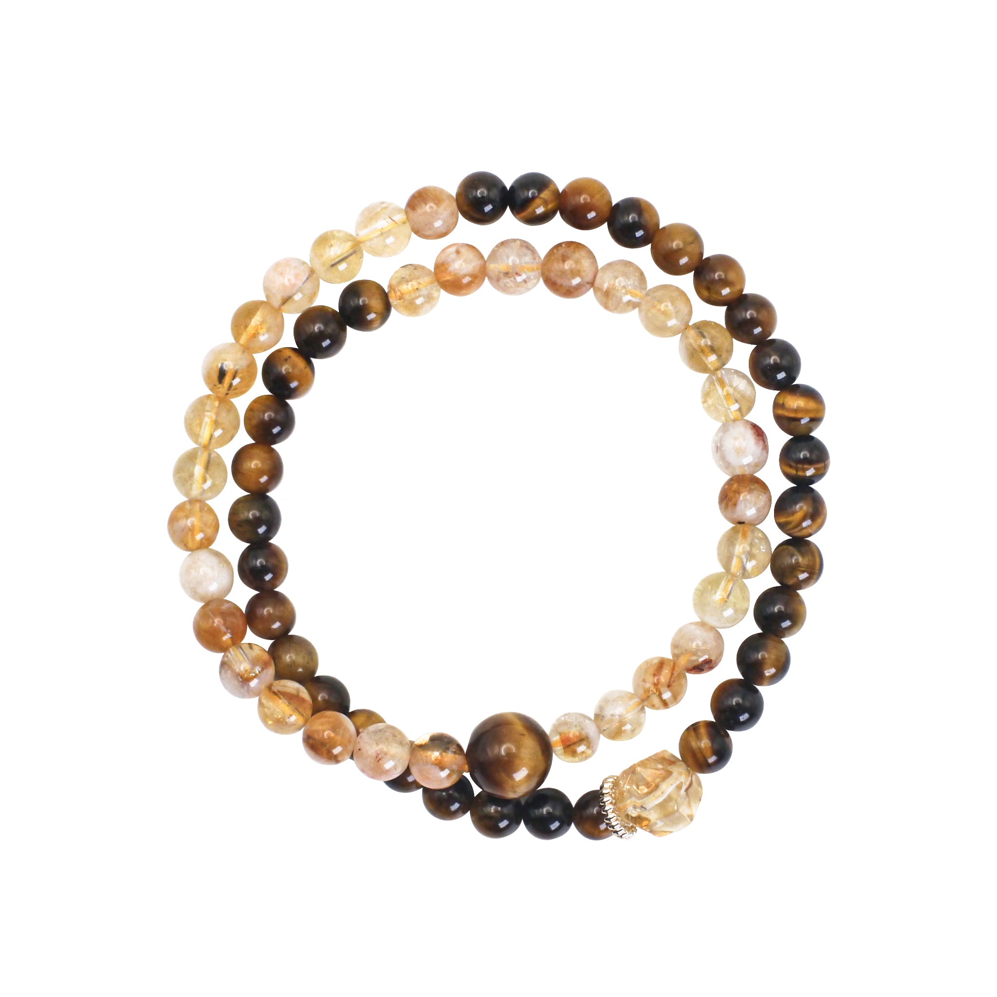 Choodo DrivenGold rutilated quartz and tiger's eye double-wrap bracelet