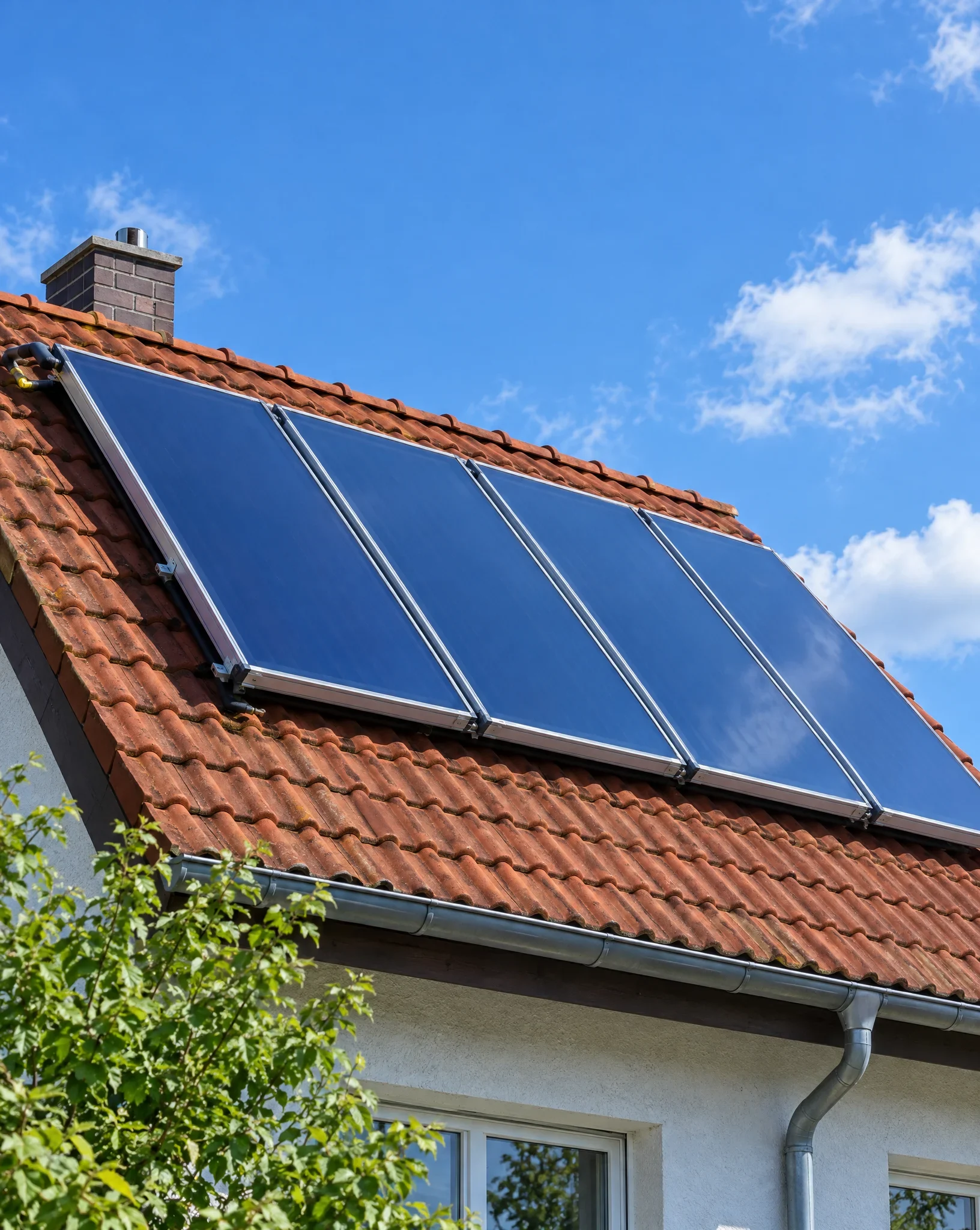 Solarthermie-Kollektoren auf einem Ziegeldach