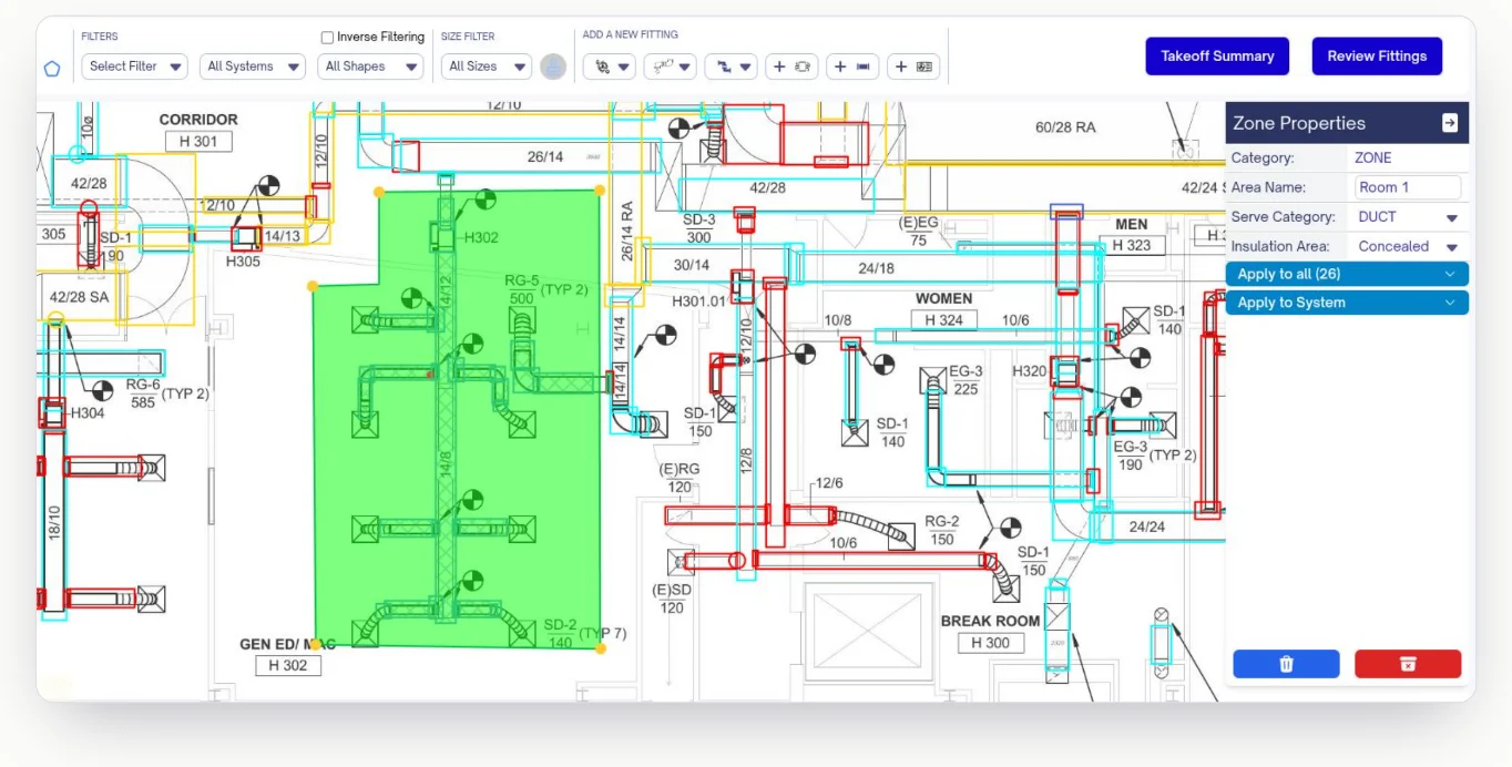 Applying insulation properties to a zone