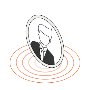 Outtake illustration of a person profile under inspection