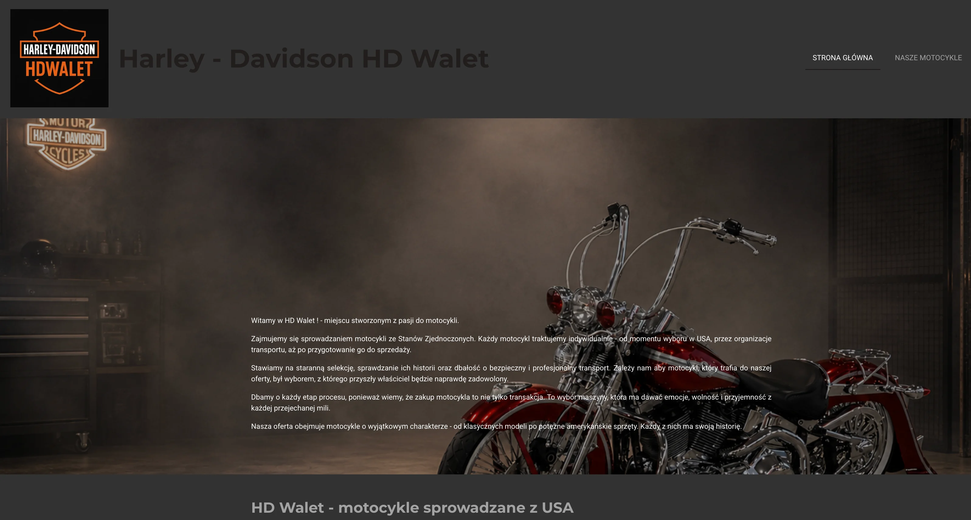 Harley Davidson HD Walet website using Harley-Davidson identity to promote unauthorized motorcycle imports and resale