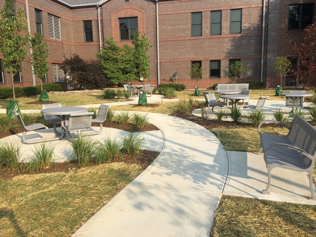 Concrete walkway at a commercial courtyard