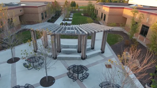 Concrete courtyard and plaza