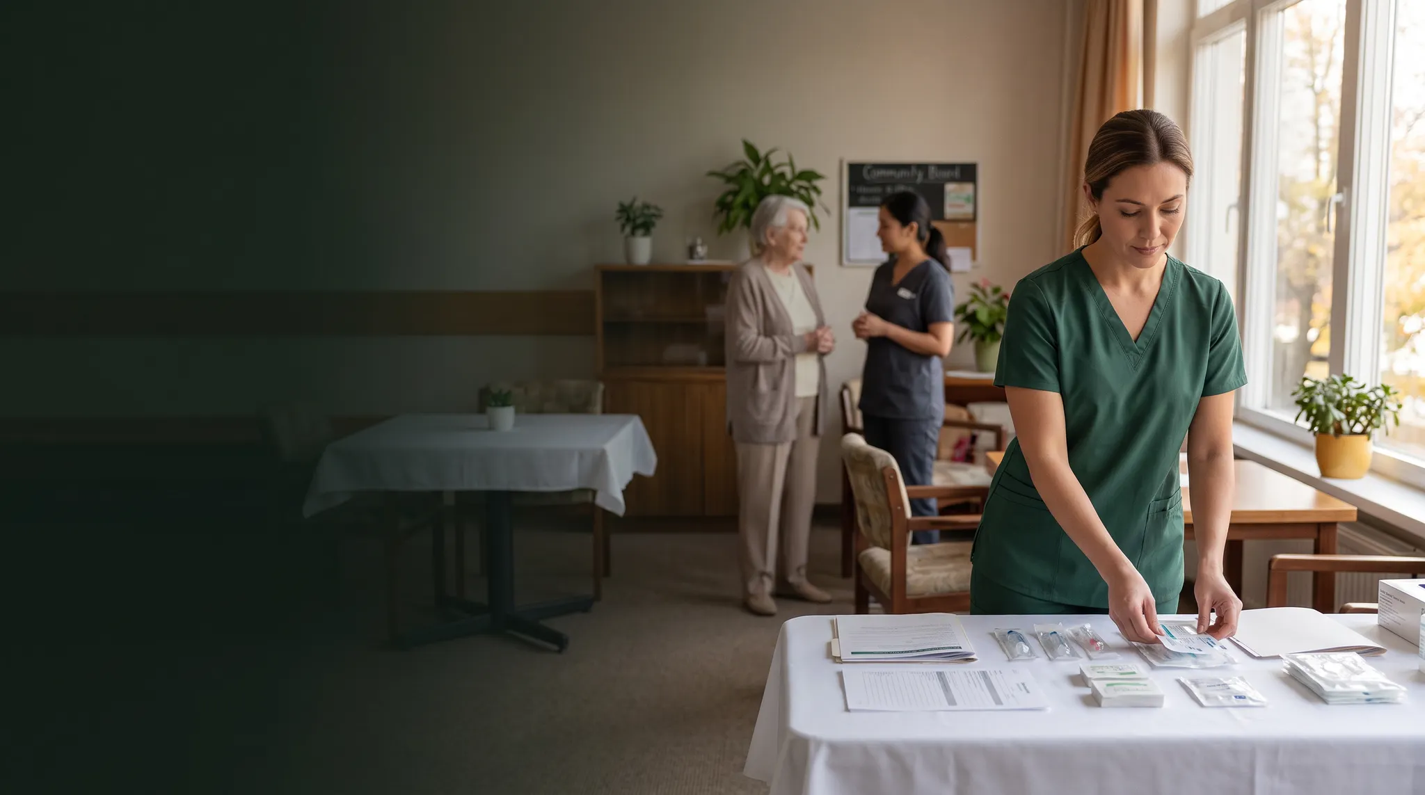 A pharmacist preparing an onsite vaccine clinic