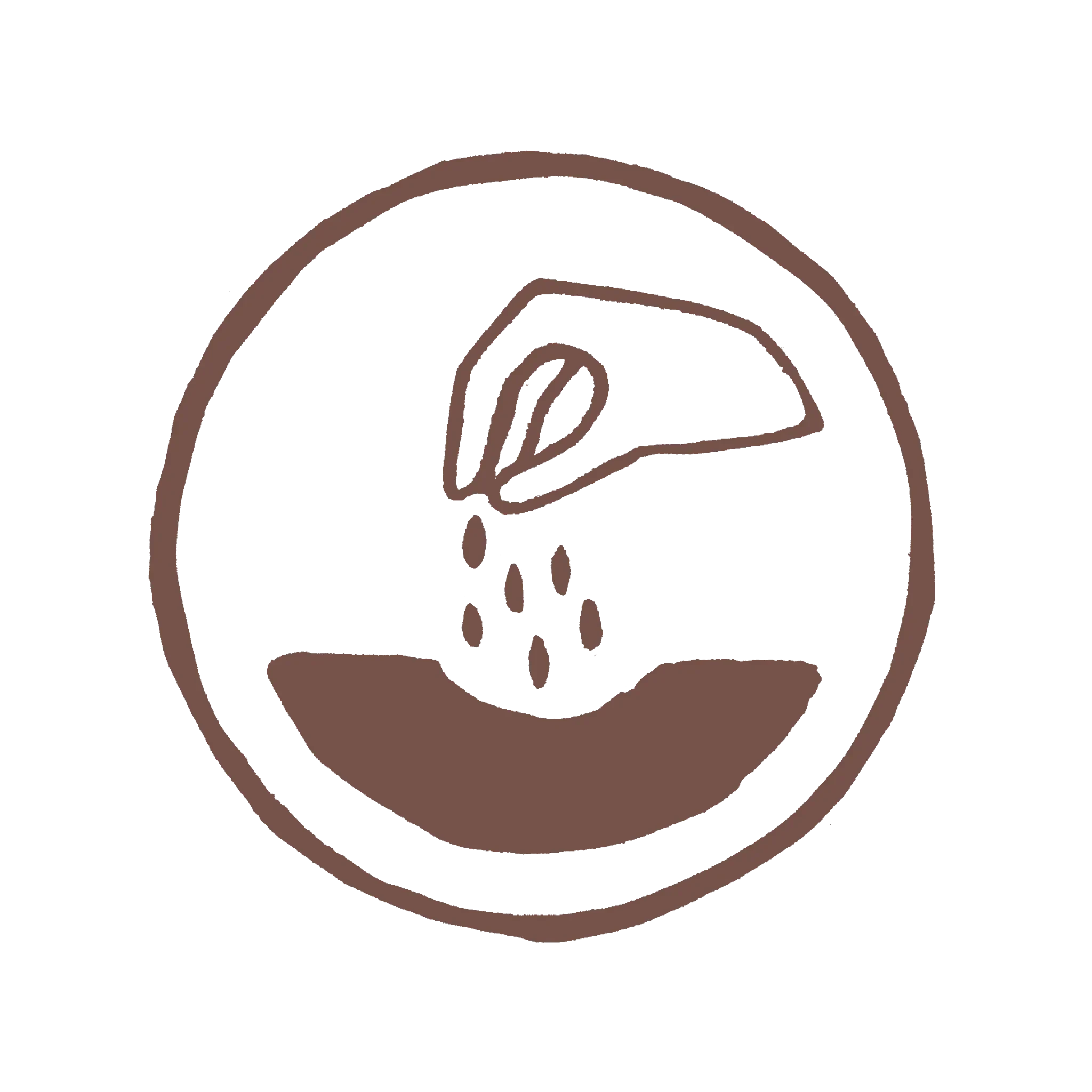 ENRICH phase linocut icon representing nourish the soil.