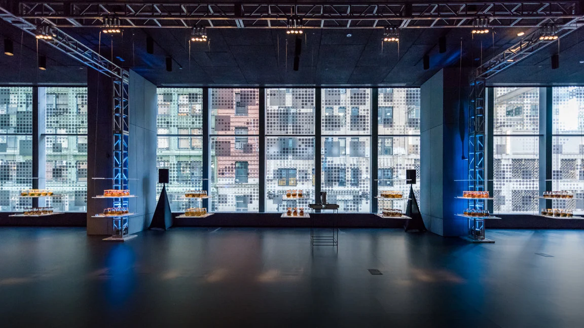 North Gallery event setup with food stations