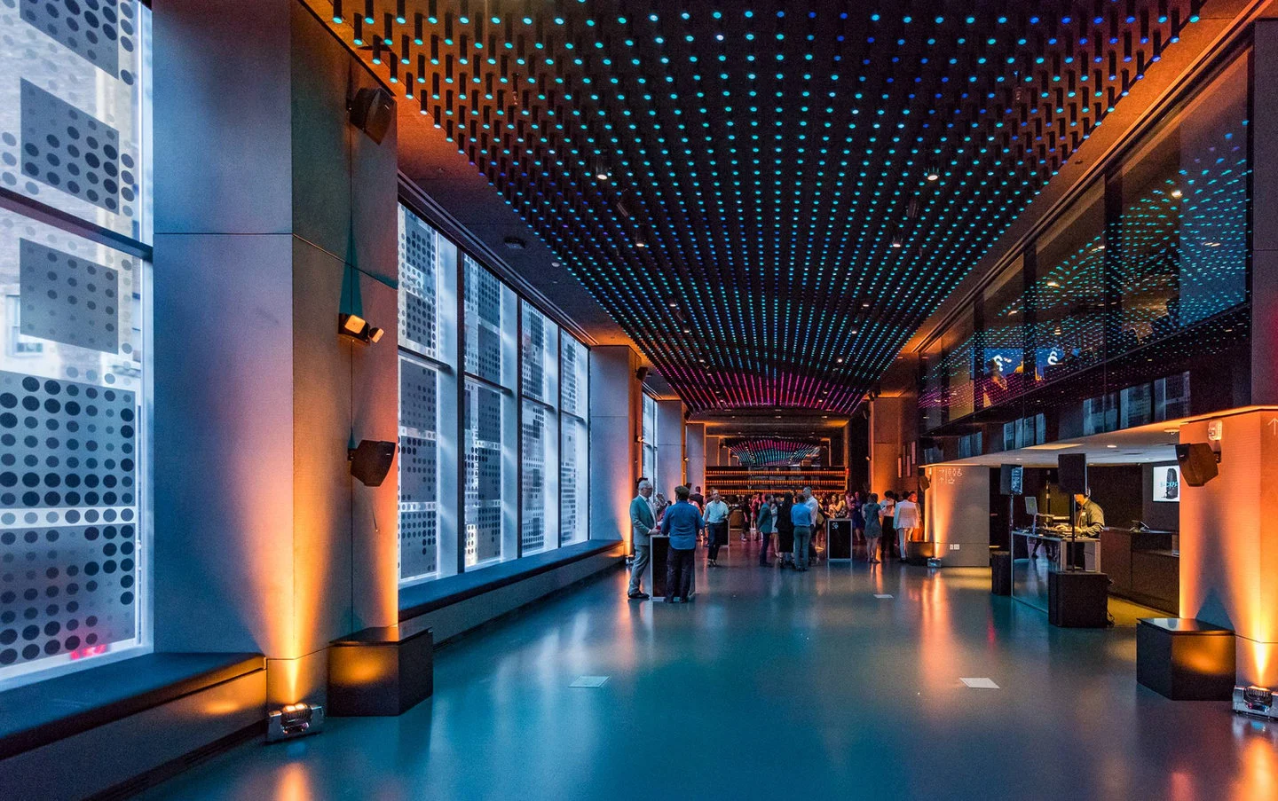 North Gallery at dusk with event uplighting