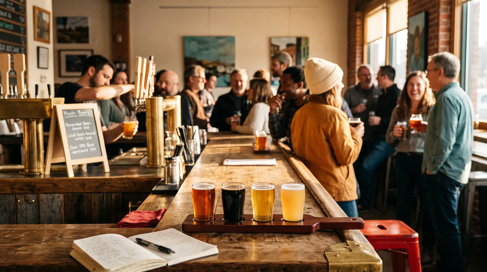 People sharing beer at an independent neighborhood taproom
