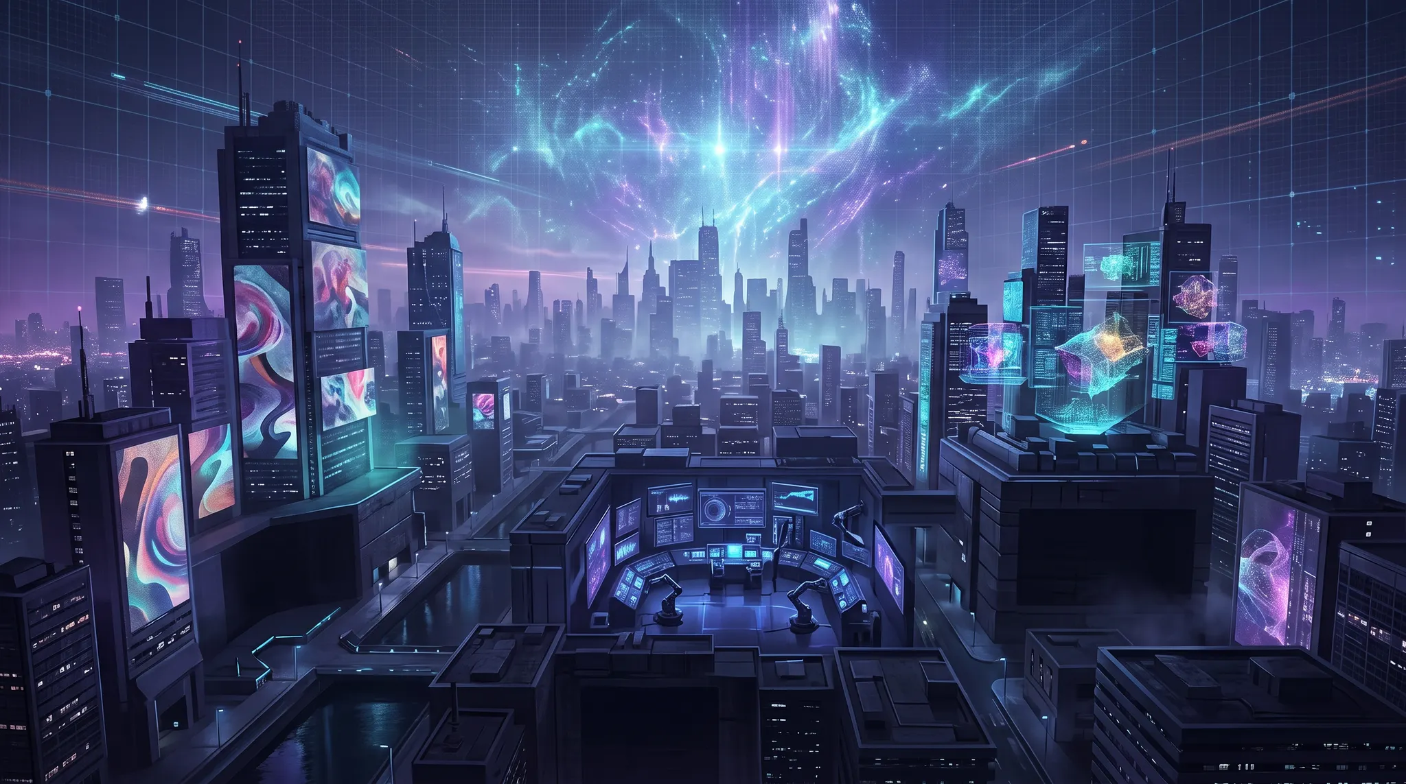 A futuristic multimedia city
