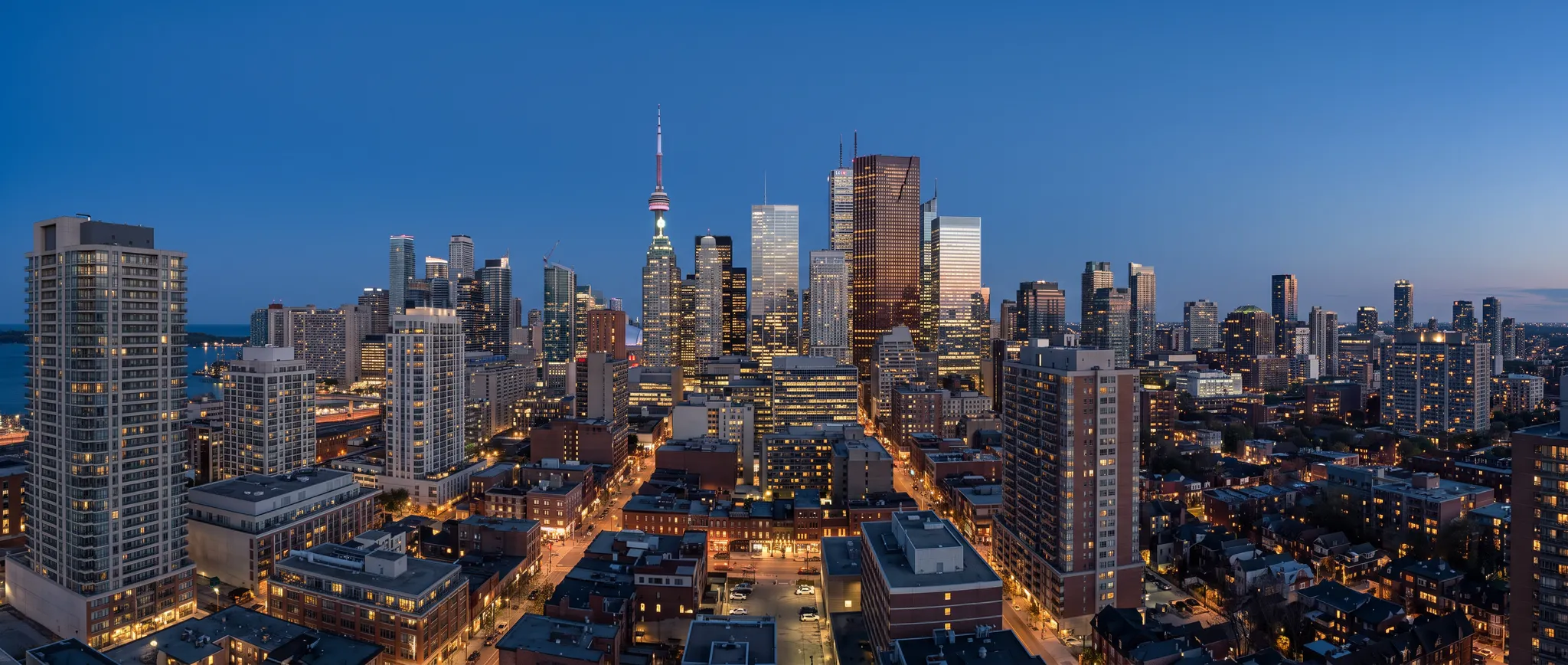 Toronto real estate at dusk