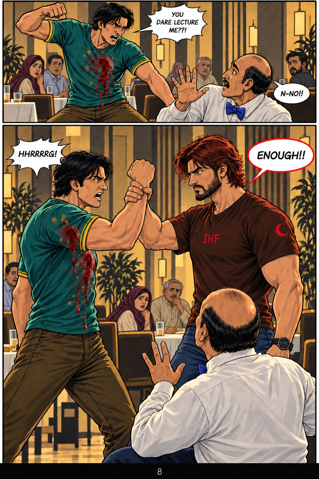 BURAAQ: The Chronicles, Event 1, page 8. Dialogue is in the artwork.