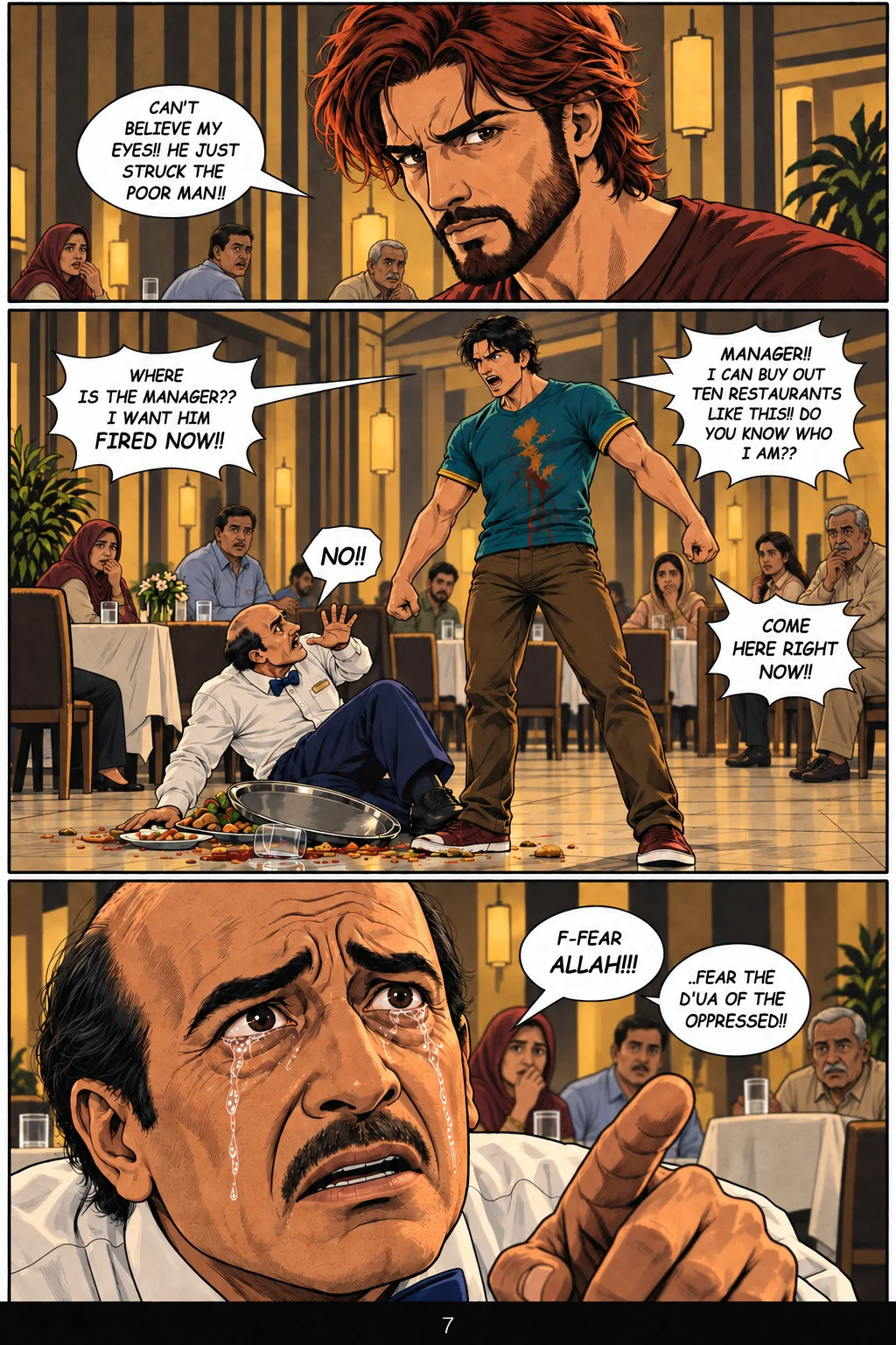 BURAAQ: The Chronicles, Event 1, page 7. Dialogue is in the artwork.