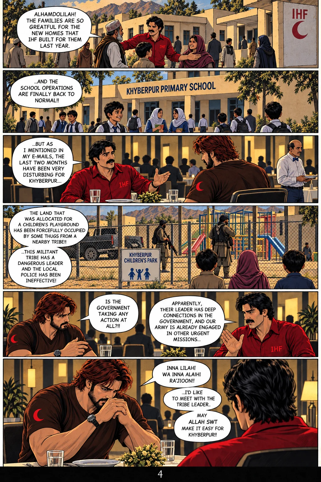 BURAAQ: The Chronicles, Event 1, page 4. Dialogue is in the artwork.
