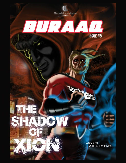 Official BURAAQ Issue 5 cover art featuring the superhero