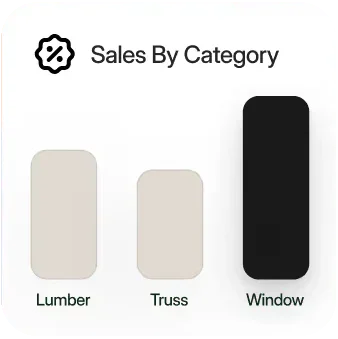 Original SalesJack sales by category demo graphic for lumber, truss, and window