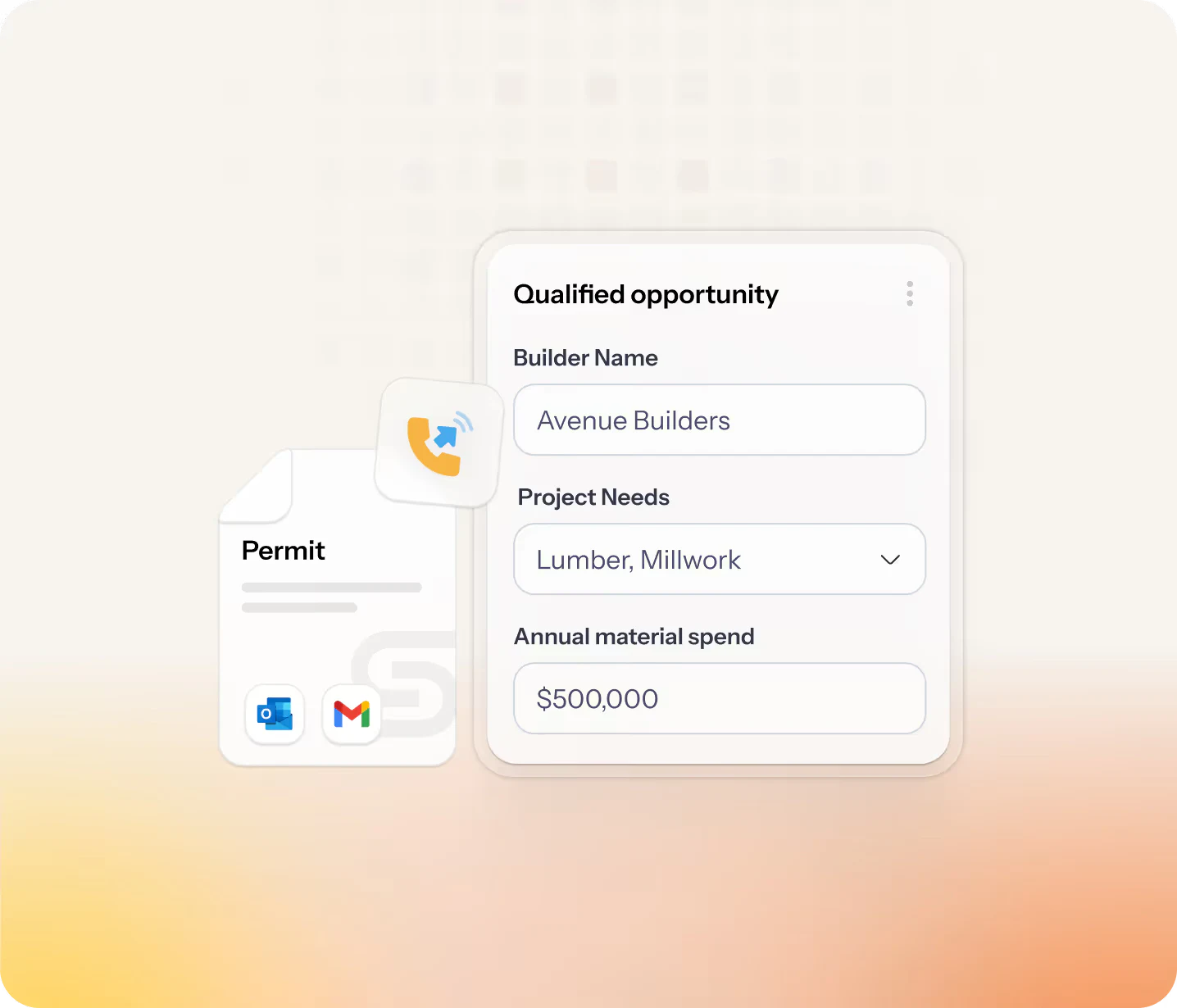 SalesJack qualified opportunity interface connected to permit data
