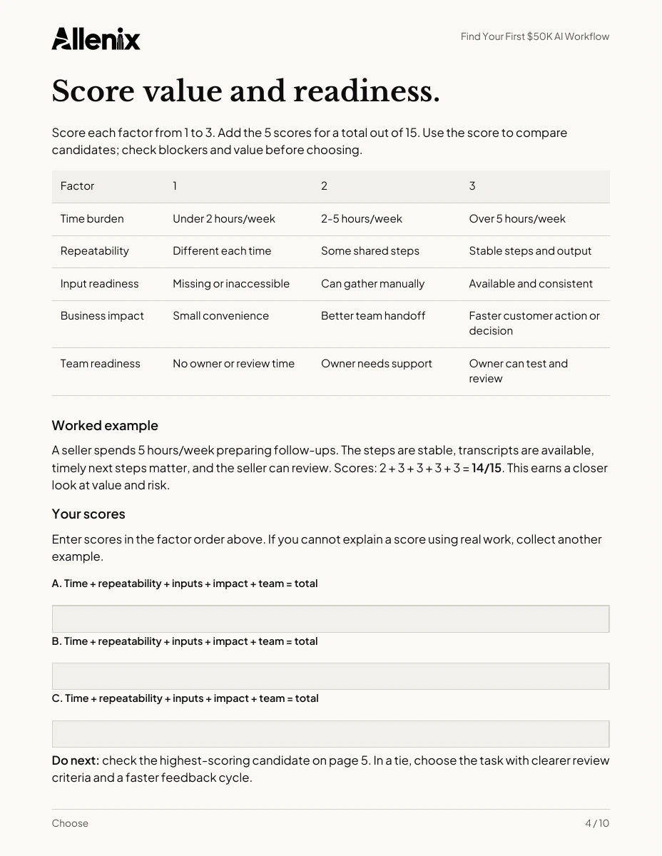 Choose the workflow: Scorecard · page 4 from the workbook