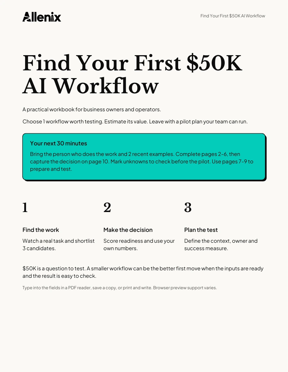 Cover of the 10-page workbook