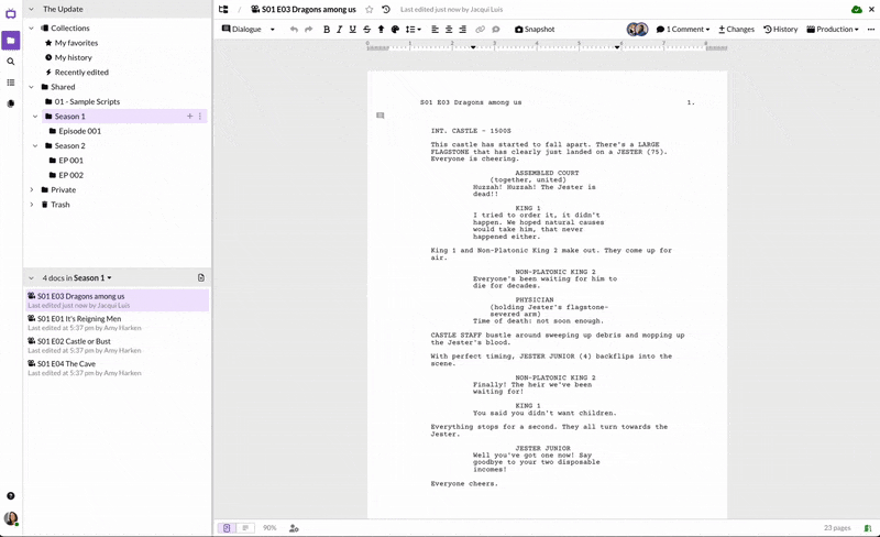 Comparing two script versions side by side in Scripto