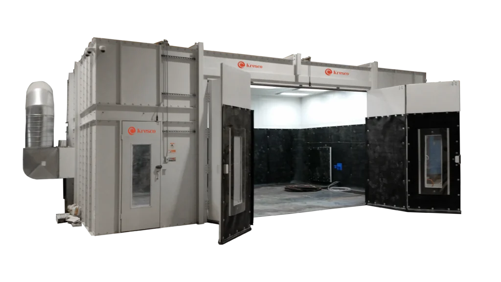 Kresco abrasive blast room with the main door open