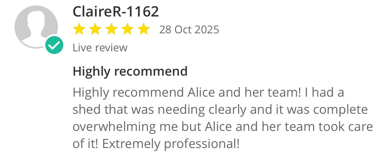 Original customer review 2 shared by Property Clearance North West