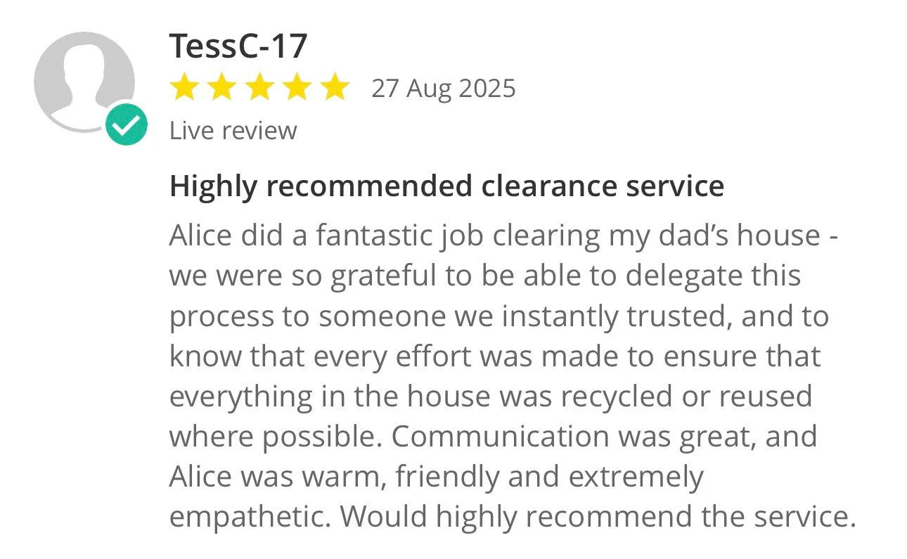 Original customer review 4 shared by Property Clearance North West