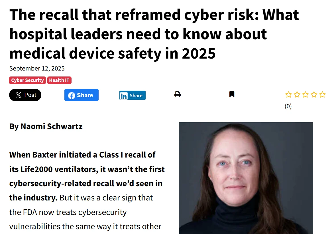 Thumbnail for DOTmed Byline: Naomi Schwartz on Cybersecurity as a Patient Safety Imperative