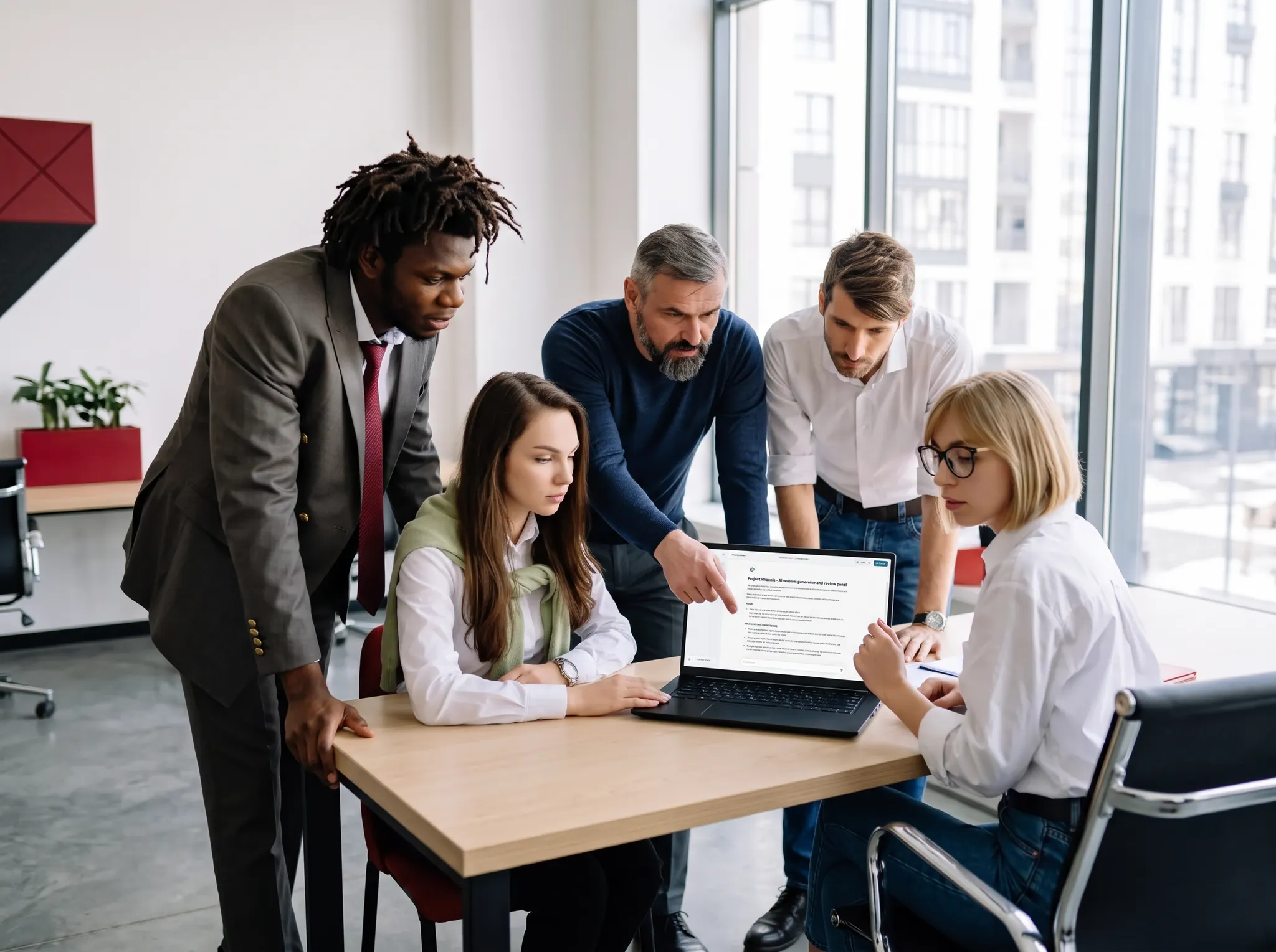 Colleagues working together during tailored AI training