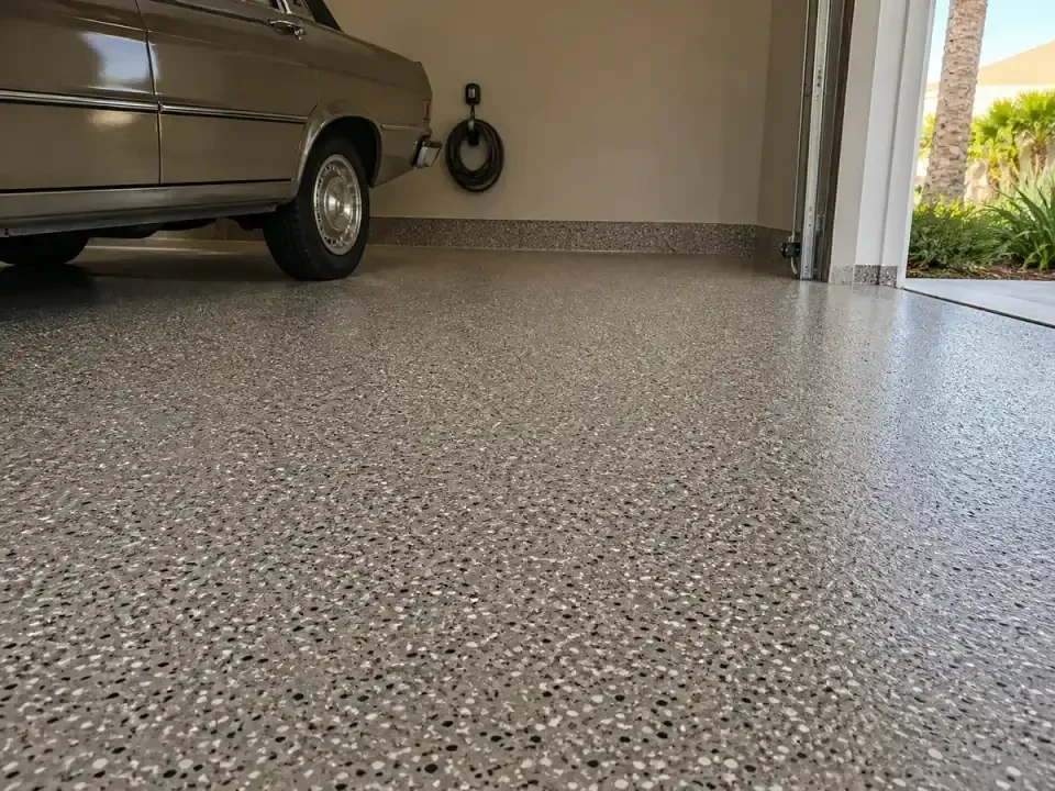 Decorative flake garage floor in Belleair