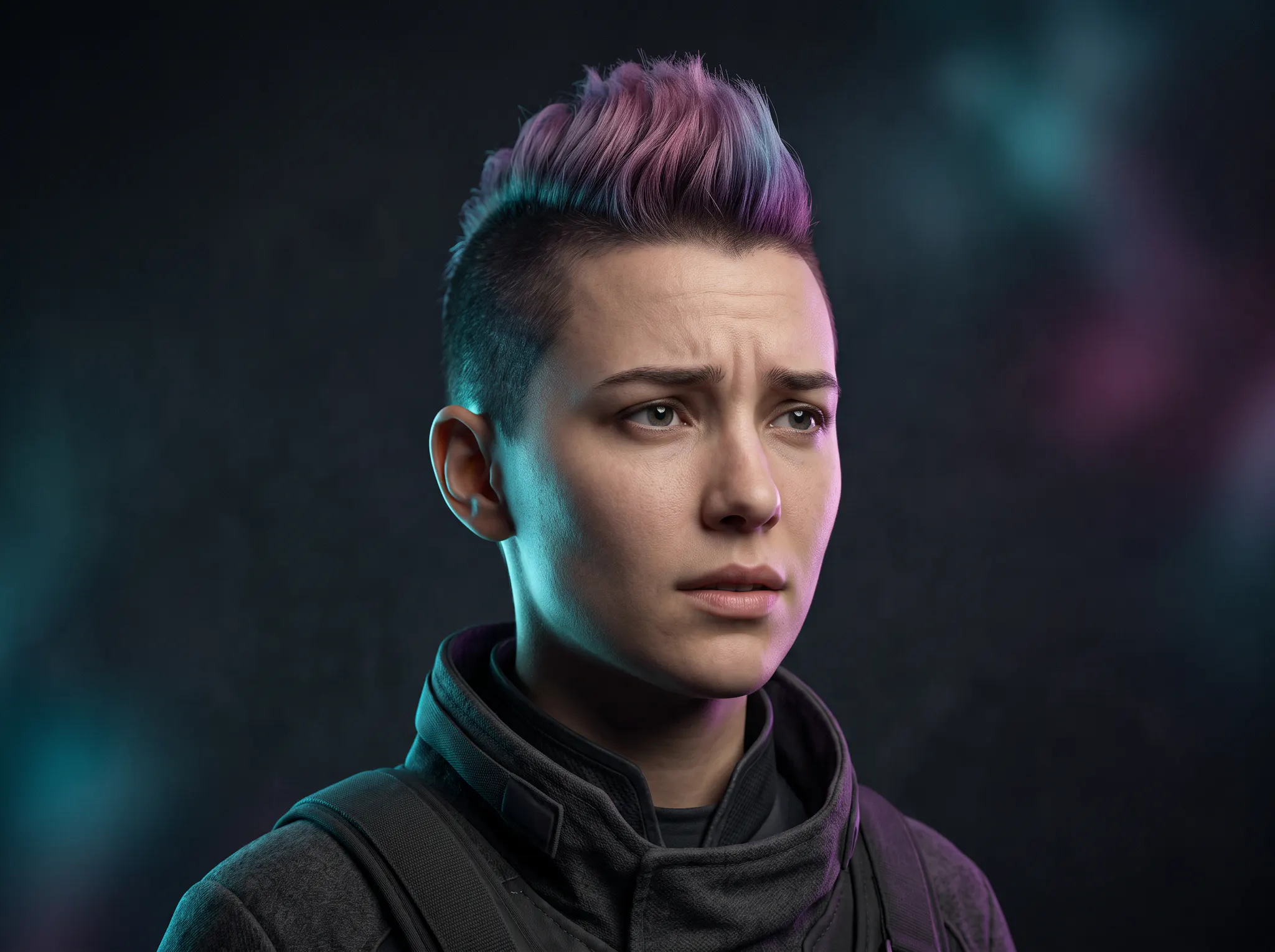 Raven cinematic character portrait
