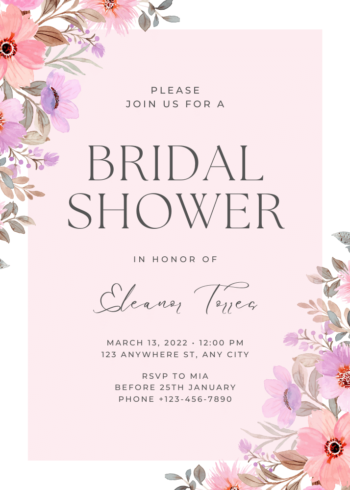 Bridal shower invitation designed in Canva