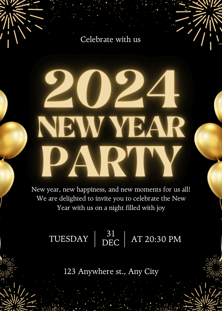 New Year's invitation made in Canva
