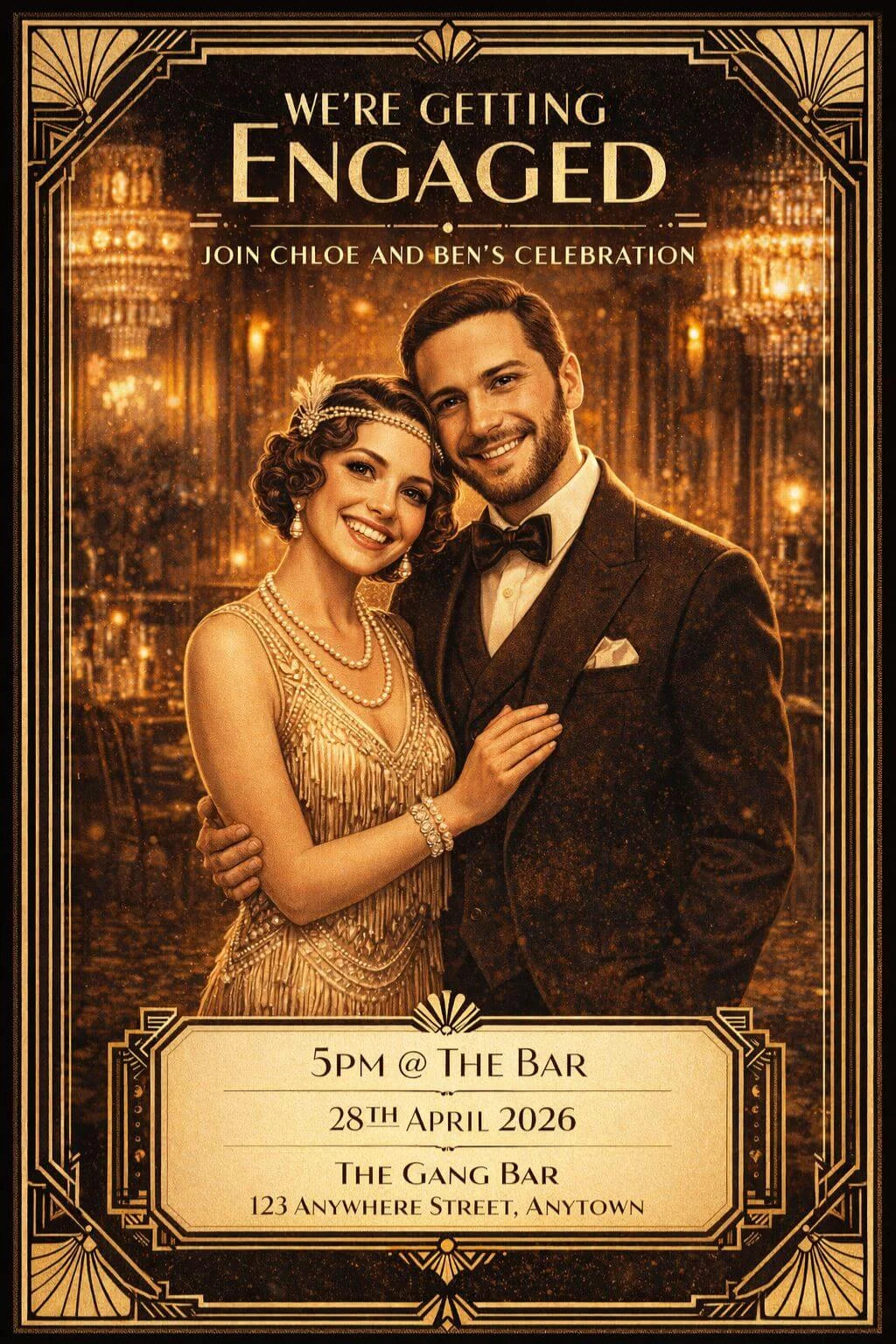 Art Deco Engagement Invitation