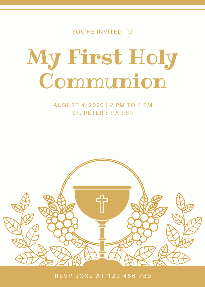 First Communion invitation made in Canva