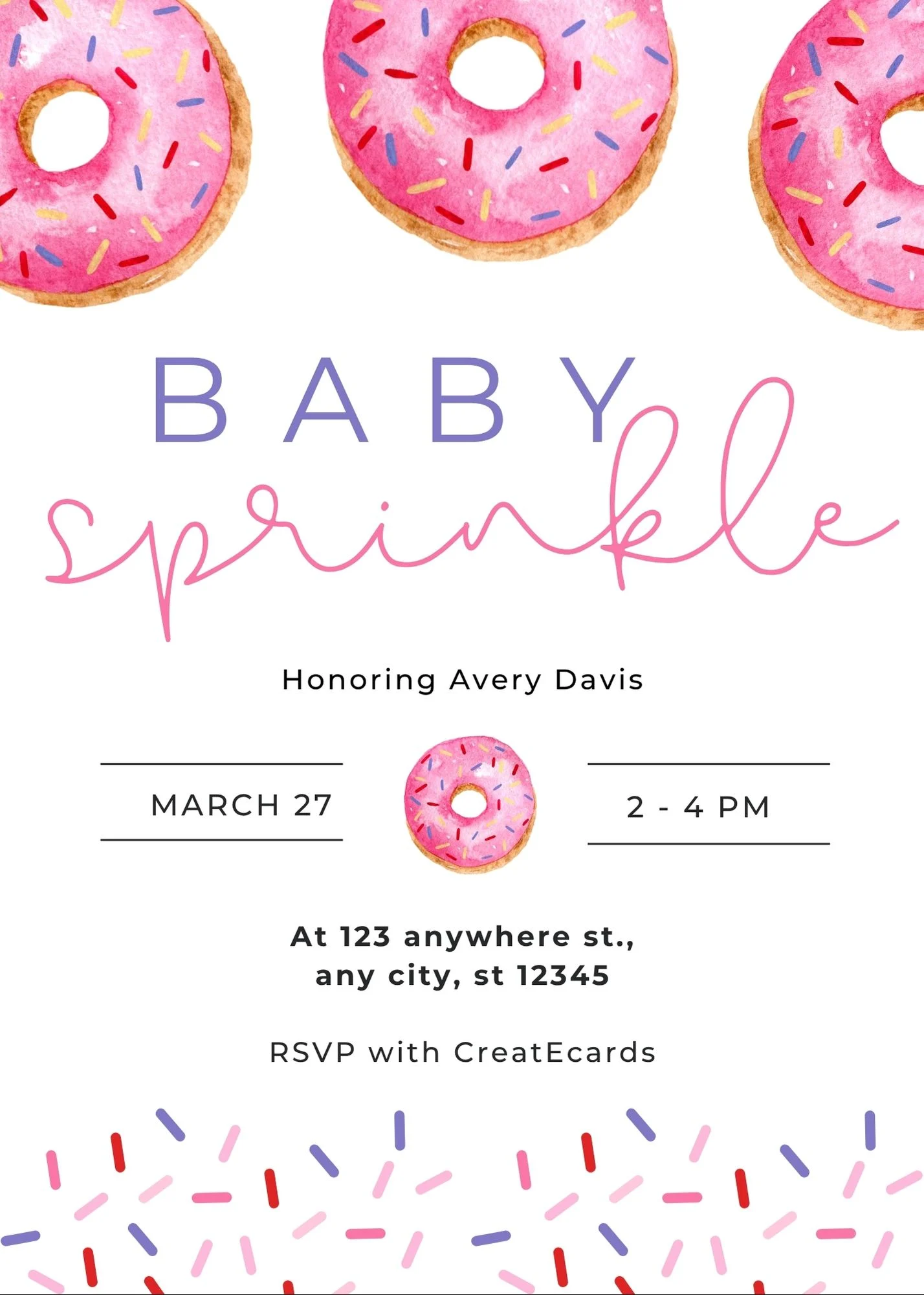 Baby sprinkle invitation designed in Canva