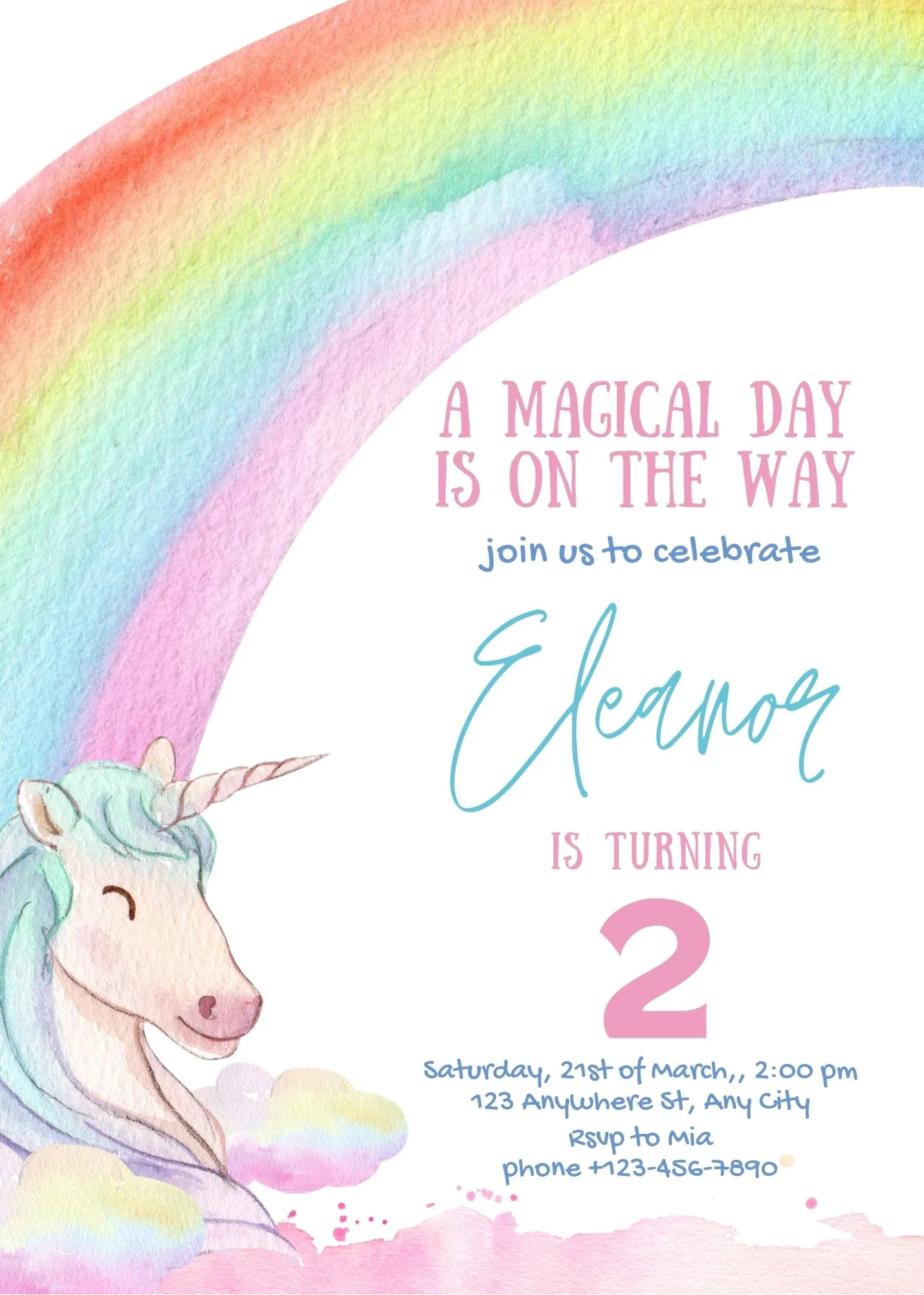 unicorn birthday invitation