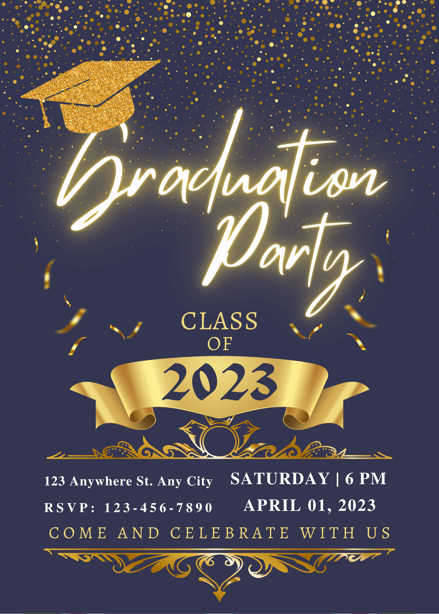 Graduation invitation designed in Canva
