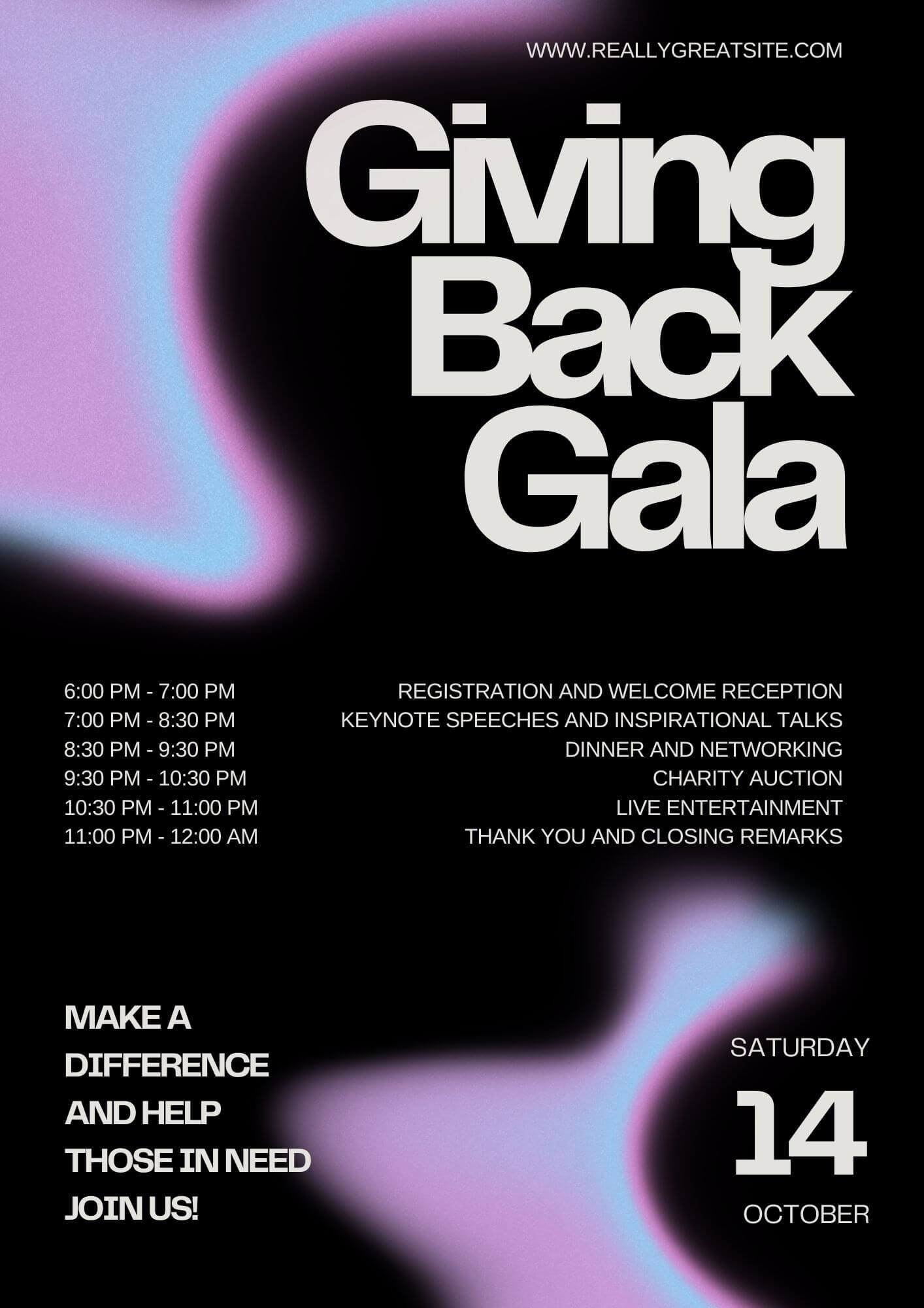 A Canva business event gala flyer becoming a live registration page