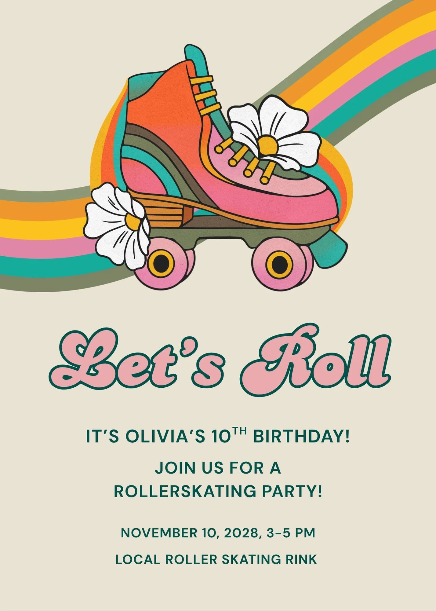 roller-skating birthday invitation
