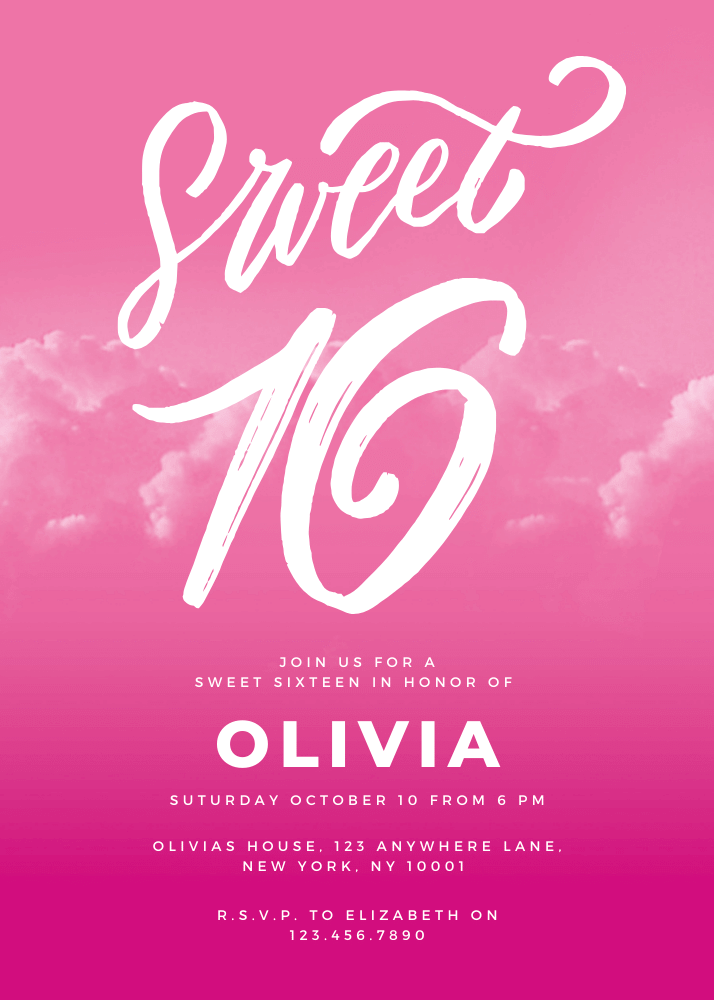 Sweet 16 invitation