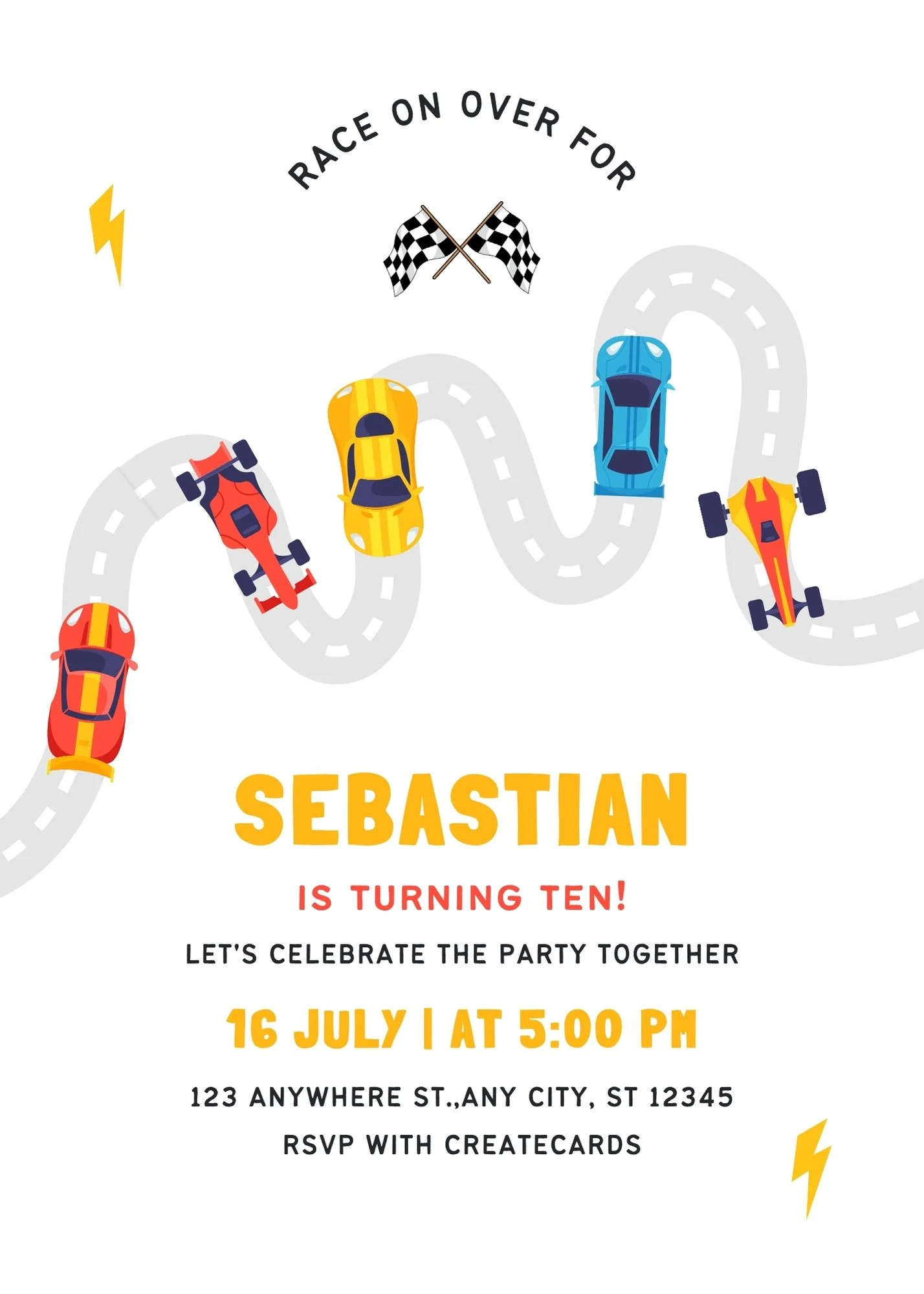 race car birthday invitation