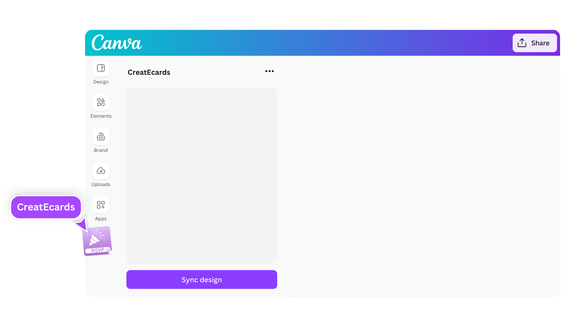 CreatEcards app running inside Canva