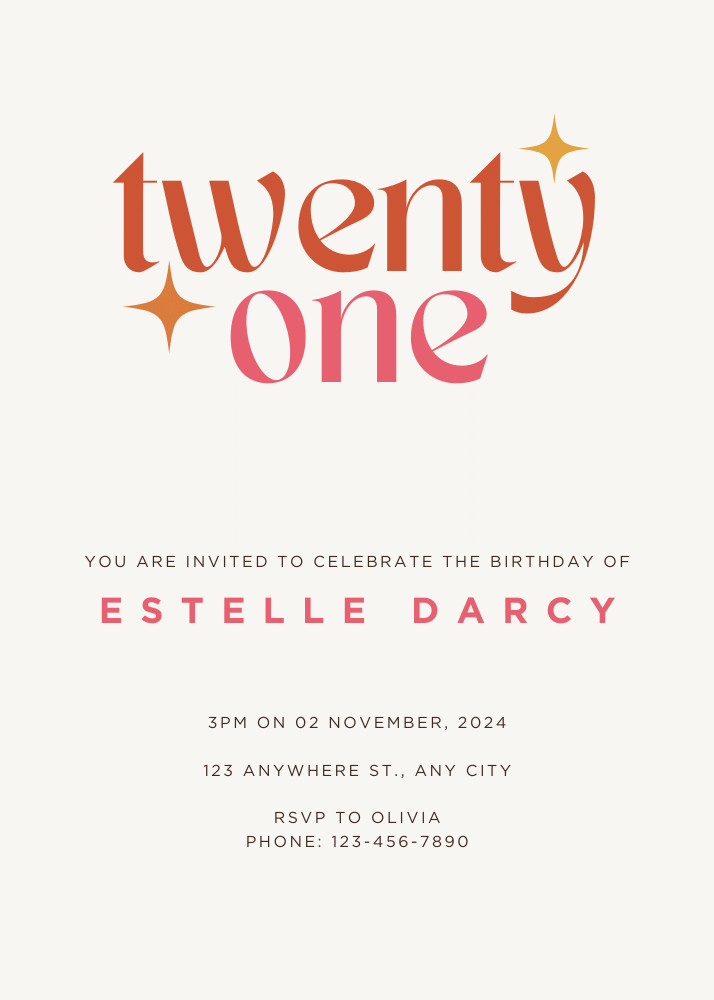 21st birthday invitation