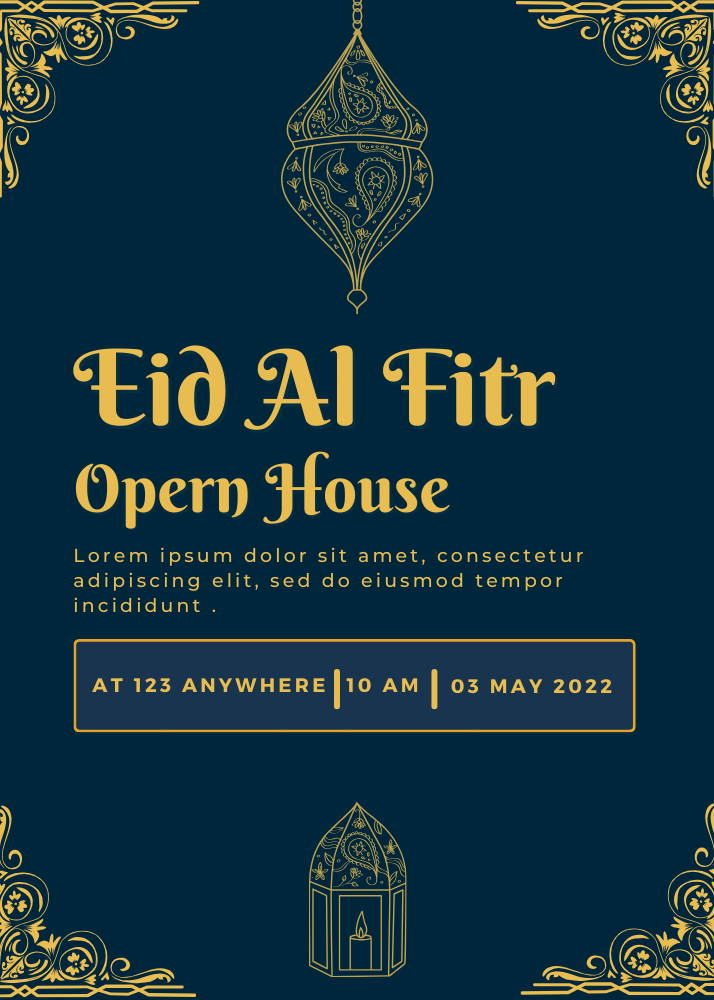 Eid al-Fitr invitation made in Canva