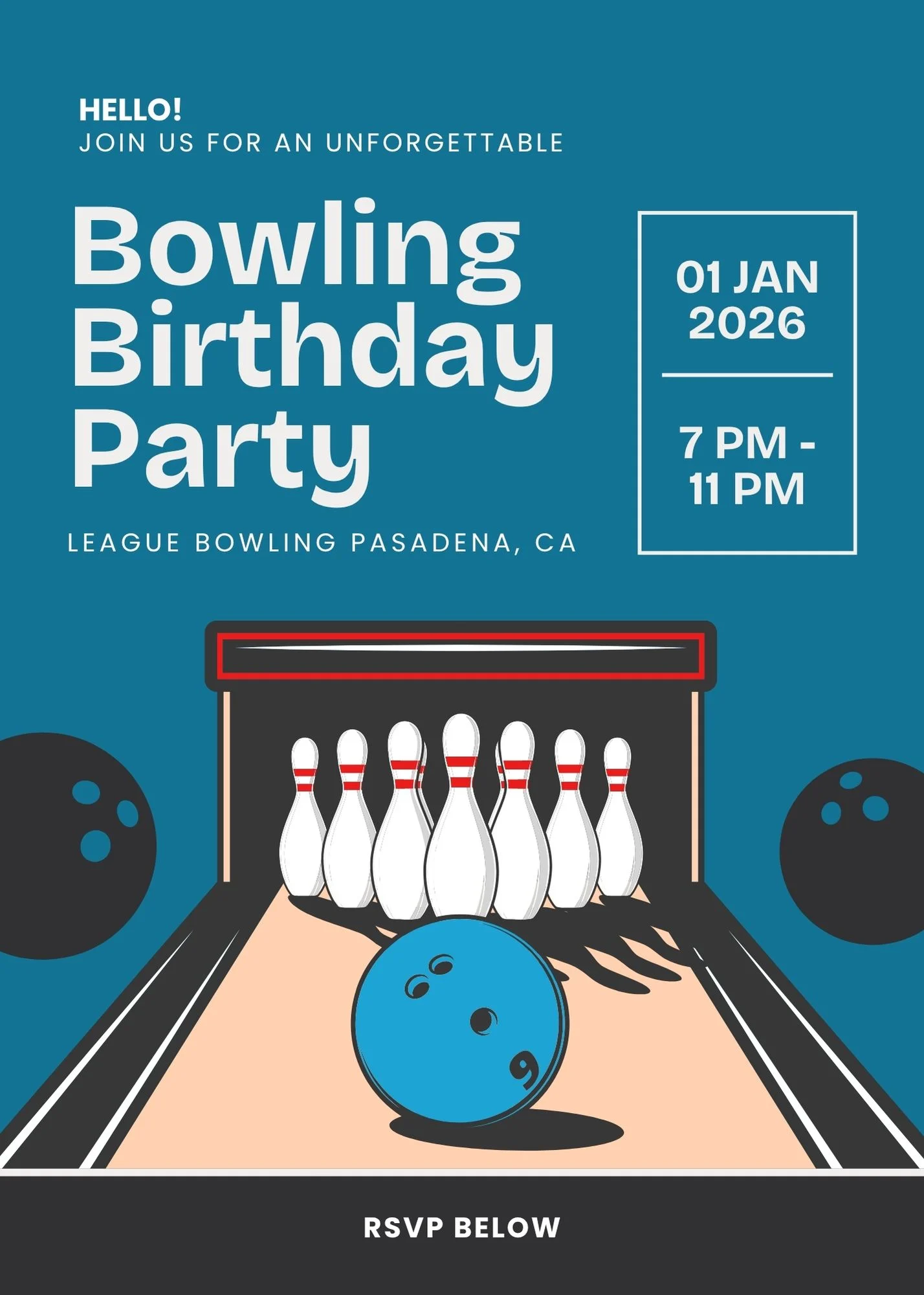 bowling birthday invitation